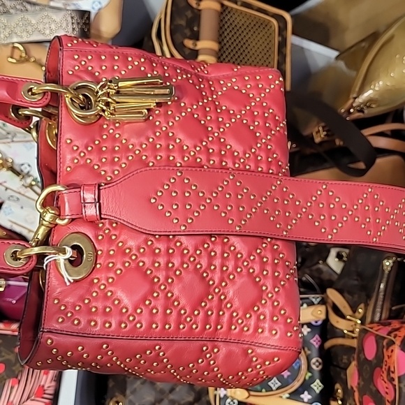 CHRISTIAN DIOR Lady Medium Studs Handbag Shoulder Bag Leather - Picture 11 of 16